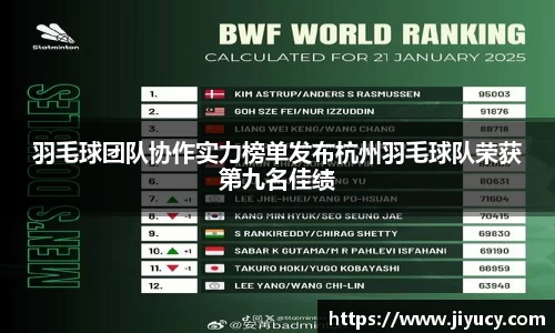 羽毛球团队协作实力榜单发布杭州羽毛球队荣获第九名佳绩
